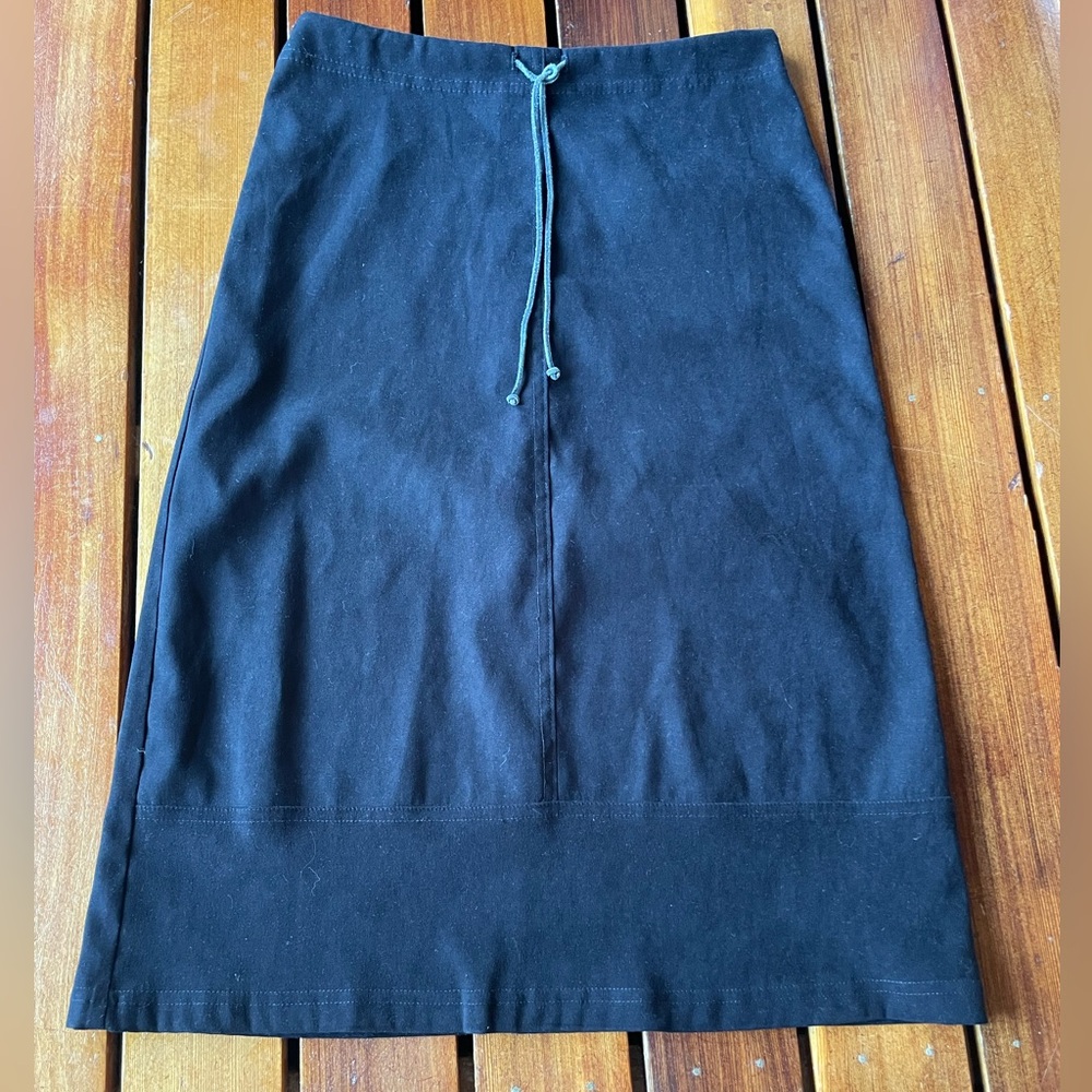 Vintage Black Pencil Skirt Drawstring Detail Western Festival